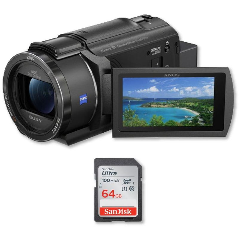 SONY - Sony fdr-ax43 4k ultra hd vídeocámara  memoria de 64gb - negra