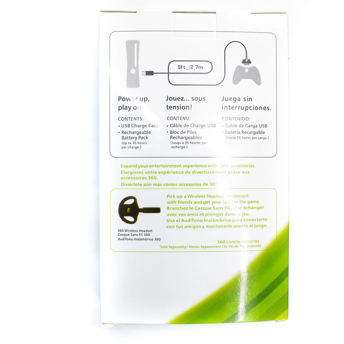 GENERICO - Kit Carga Xbox 360 - 35h Autonomía 