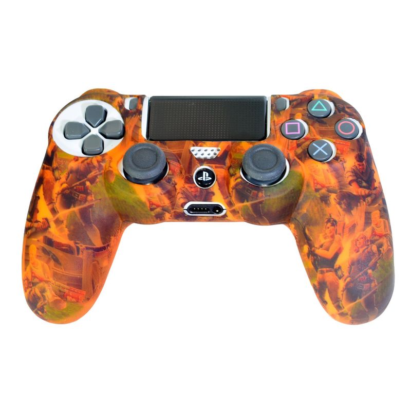 GENERICO - Forro Silicona Especial Control  Ps4 Grips Gratis  Fortnite Naranja.