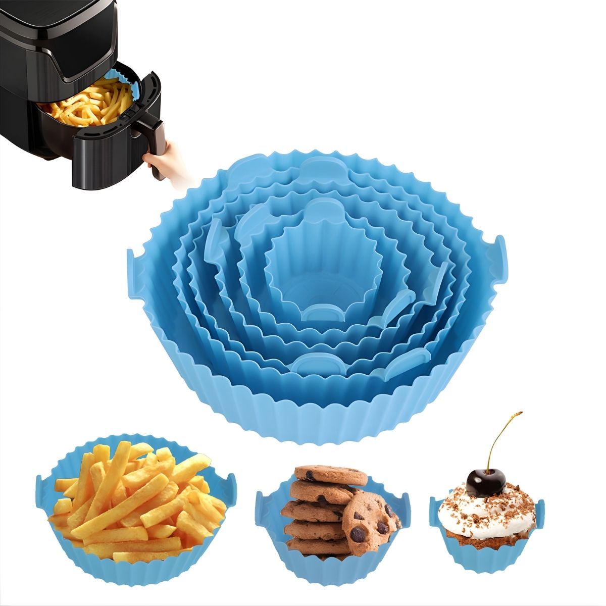 GENERICO - Tapete Silicona Horno Molde Para Air Fryer Freidora Set De 6