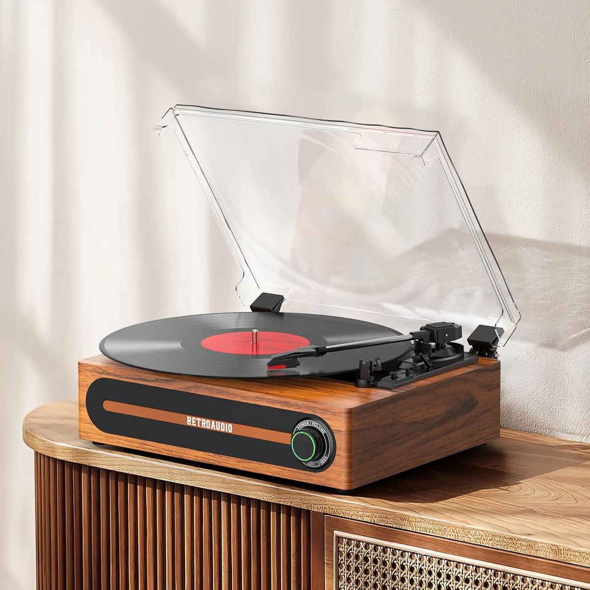 TURBOX - Tocadiscos Tornamesa Bluetooth Con Parlantes Estilo Vintage