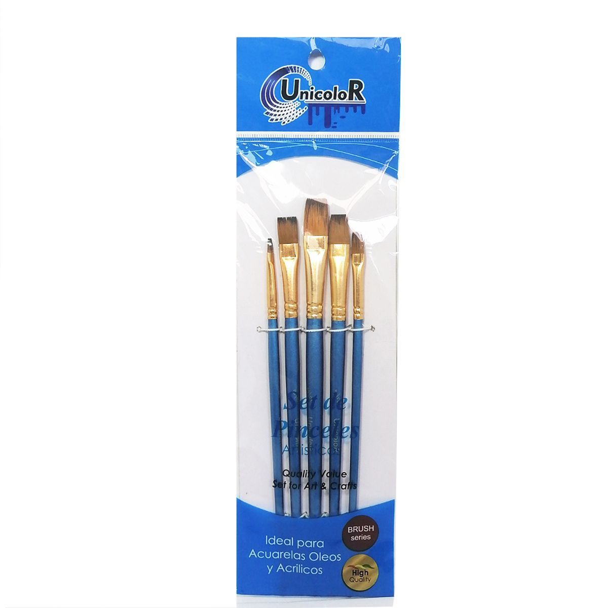 UNICORN - Set De Pinceles Planos Unicolor Sintéticos X 5 Unds.