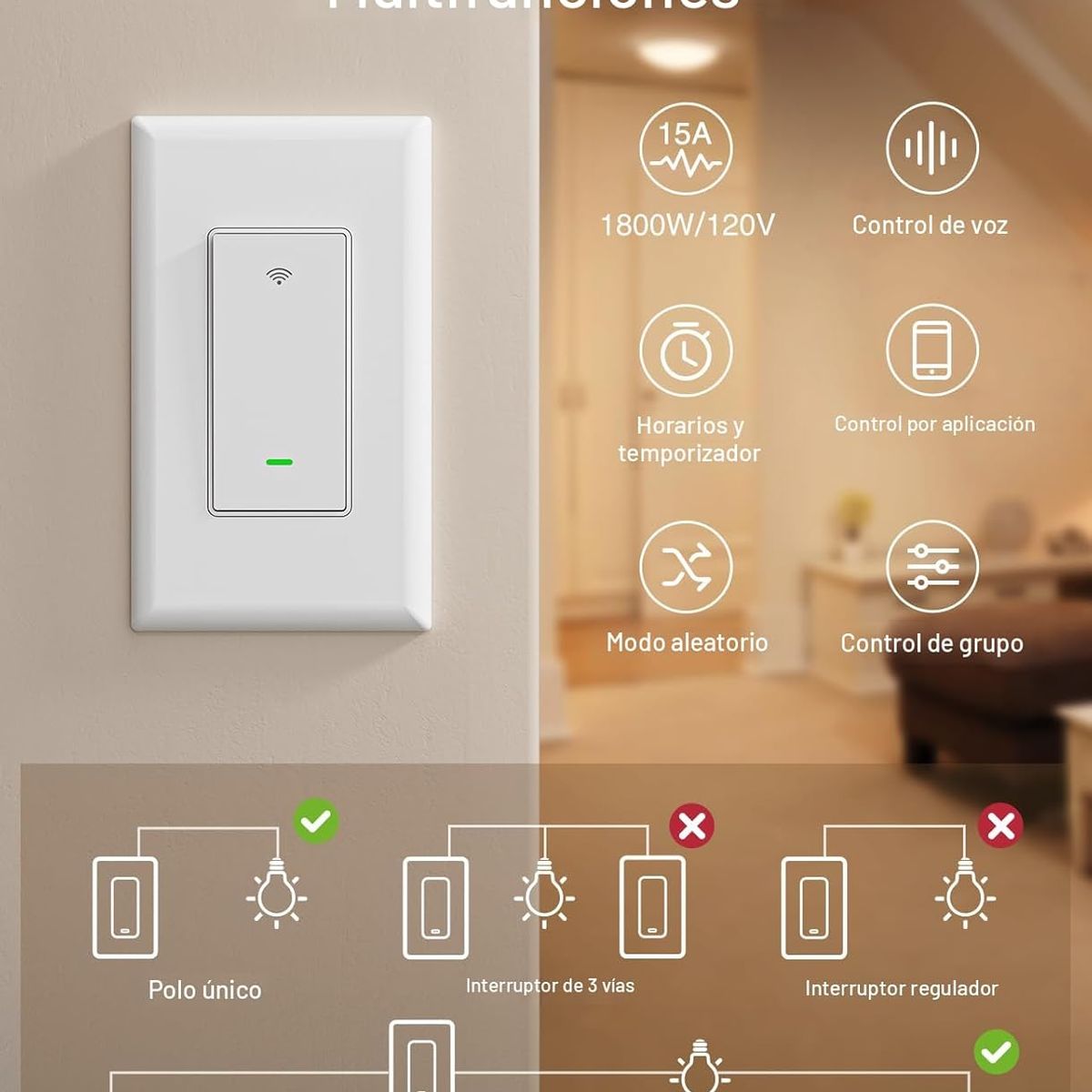 GOSUND - Interruptor Switch Wifi Gosund De 3 Vías Alexa Google Home.