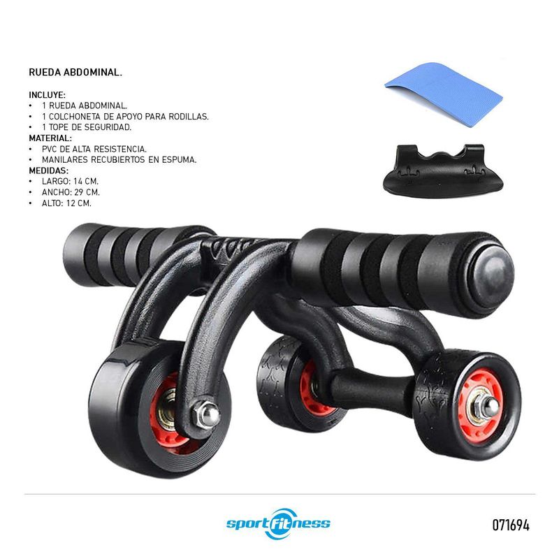 SPORT FITNESS - Rueda Abdominal Pro Sportfitness Tres Ruedas