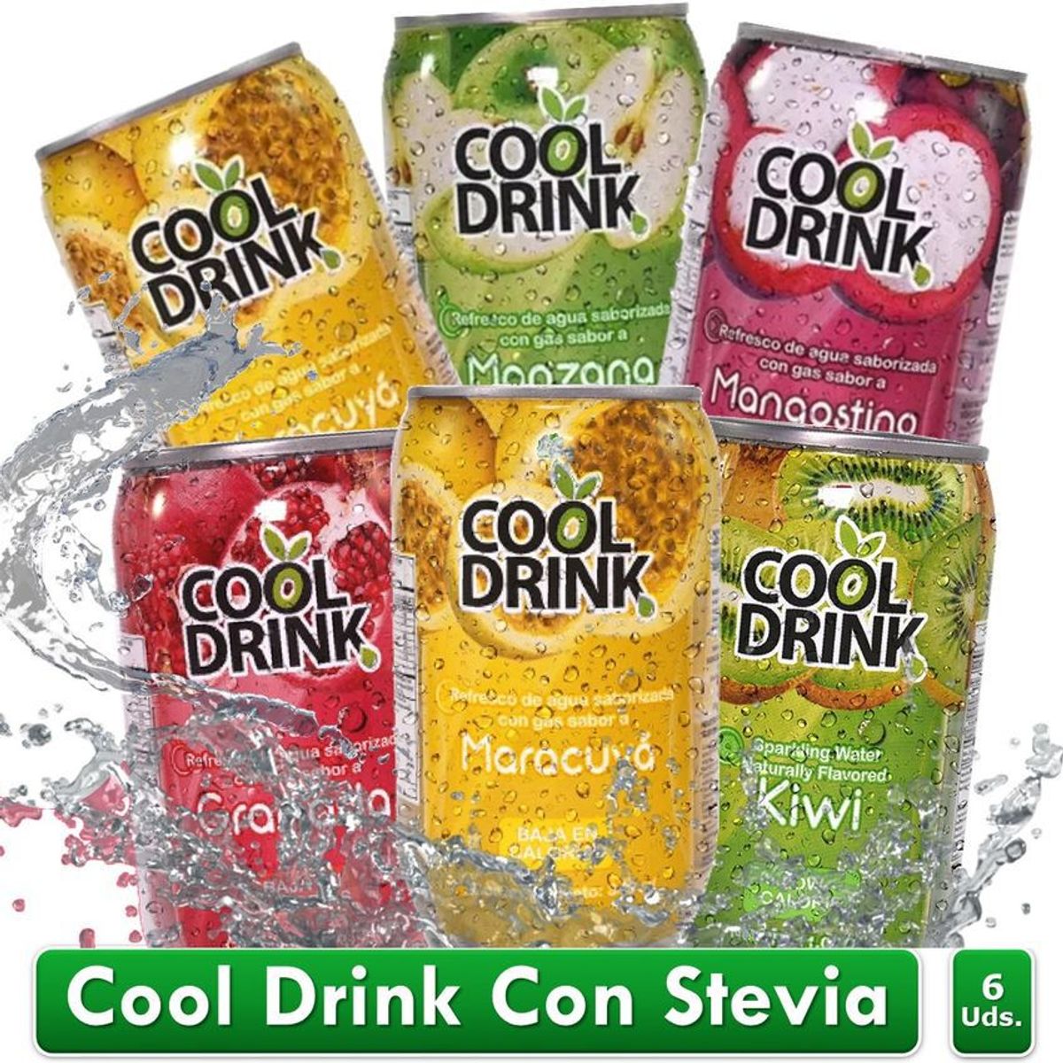 COOL DRINK - Agua saborizada con gas surtida x 6 unidades cool drink