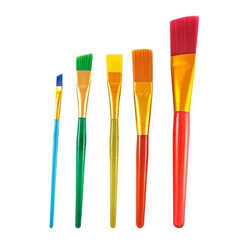 UNICORN - Set Pinceles Planos Unicolor Sintéticos Mango Acrílico X 5