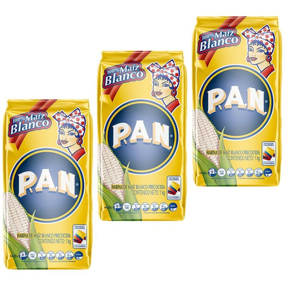 PAN - Harina de maíz harina pan blanca 1kg x3 uds