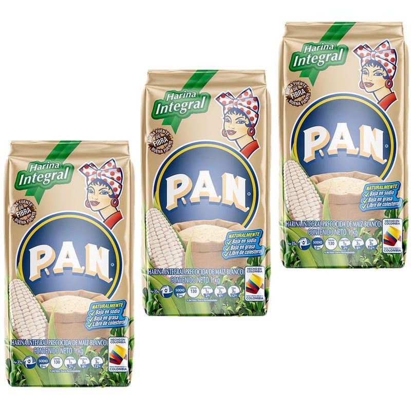 PAN - Harina integral harina pan blanca 1kg x3 uds