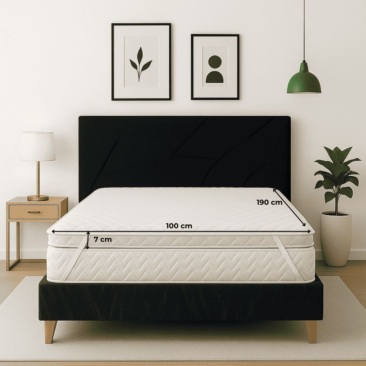 ESTILO Y CONFORT - Colchoneta Topper en Penta100x190 en jackard blanco