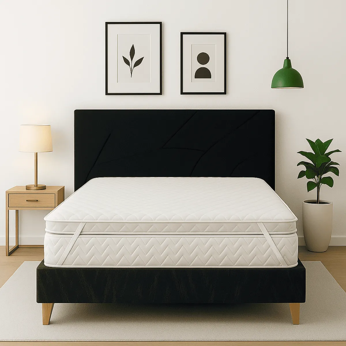 ESTILO Y CONFORT - Colchoneta Topper en Penta 160x190 en jackard blanco