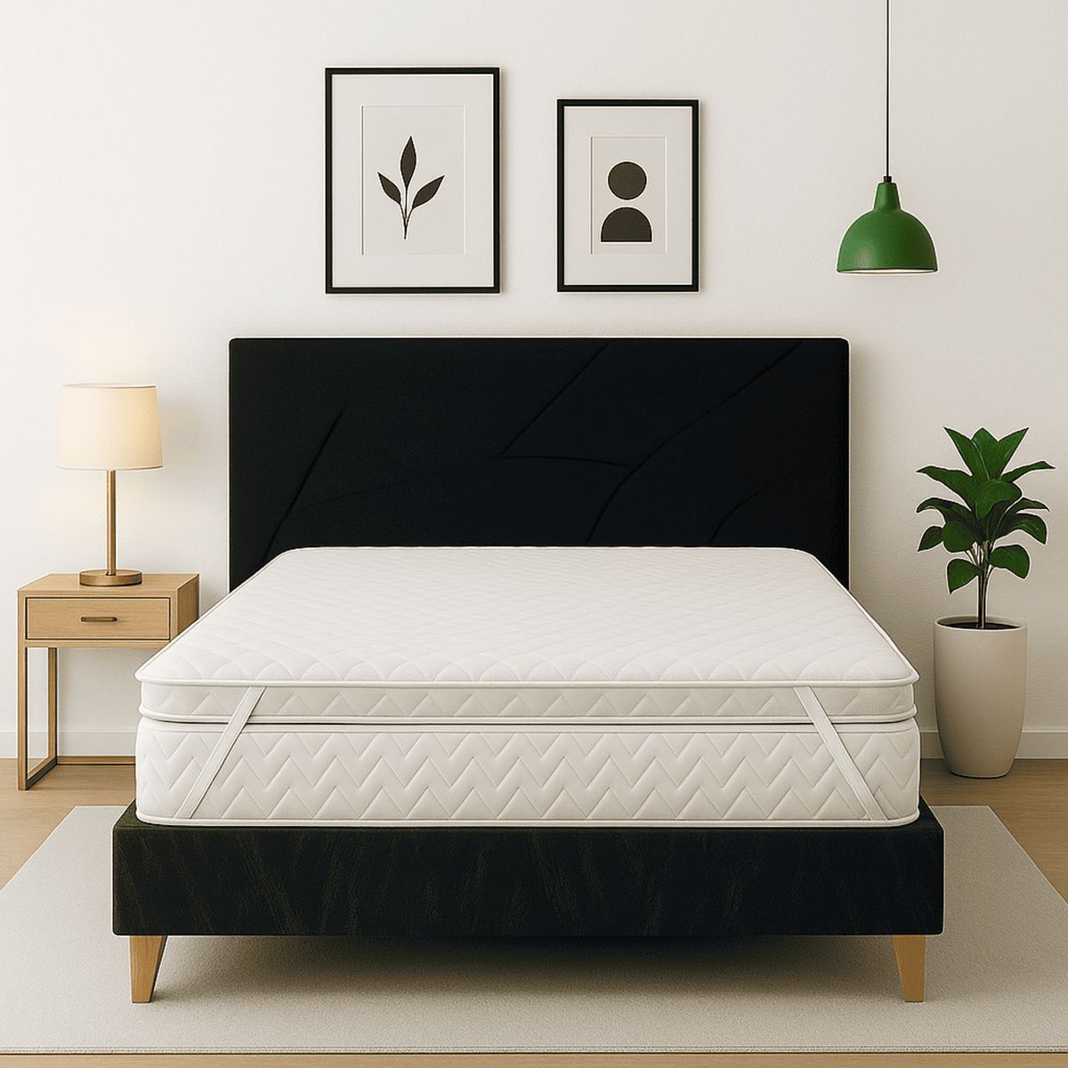 ESTILO Y CONFORT - Colchoneta Topper en Penta 160x190 en jackard blanco