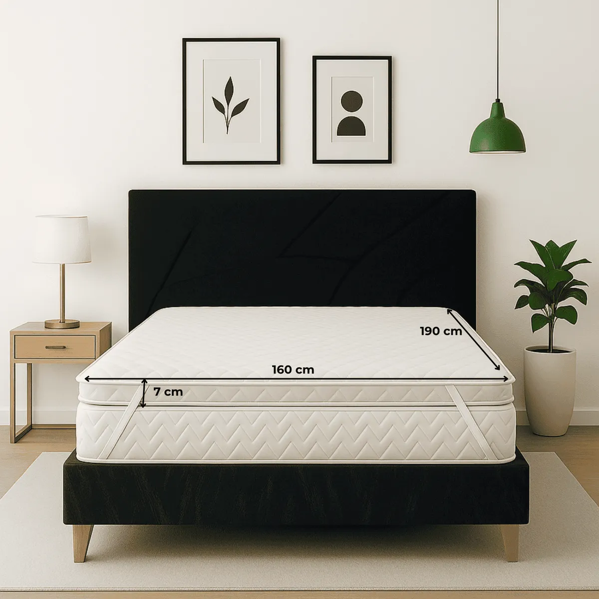 ESTILO Y CONFORT - Colchoneta Topper en Penta 160x190 en jackard blanco