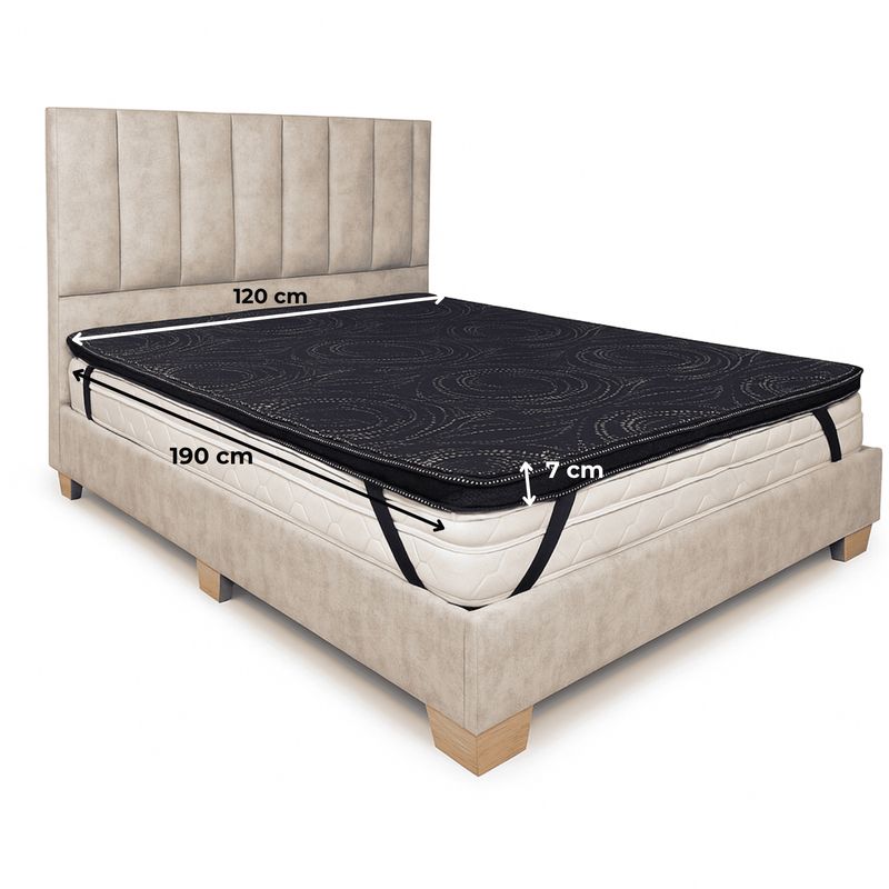 ESTILO Y CONFORT - Colchoneta Topper en Penta 120x190 en jackard Negro