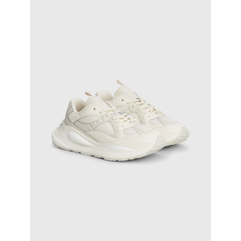 TOMMY HILFIGER - Tenis Deportivas De Piel Y Malla Mujer Blanco Tommy Hilfiger