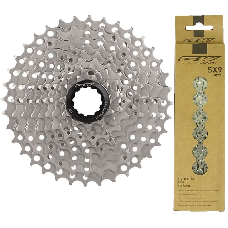 GW - Pacha Cadenilla Bicicleta Gw 11-36 9v Sx9 Cassette Mtb Combo