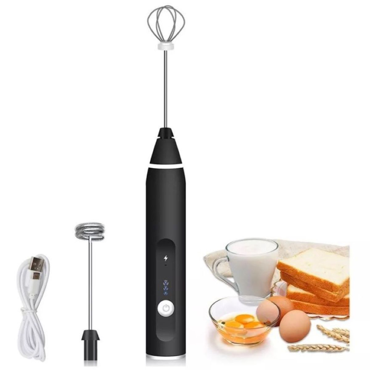 GENERICO - Mezclador Electrico Recargable 2 En 1 Para Batidos Carga USB