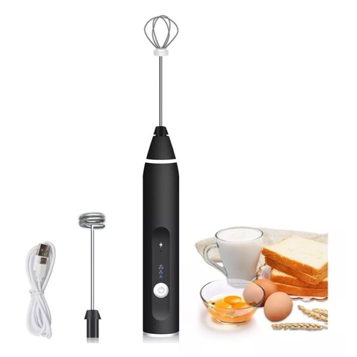 GENERICO - Mezclador Electrico Recargable 2 En 1 Para Batidos Carga USB