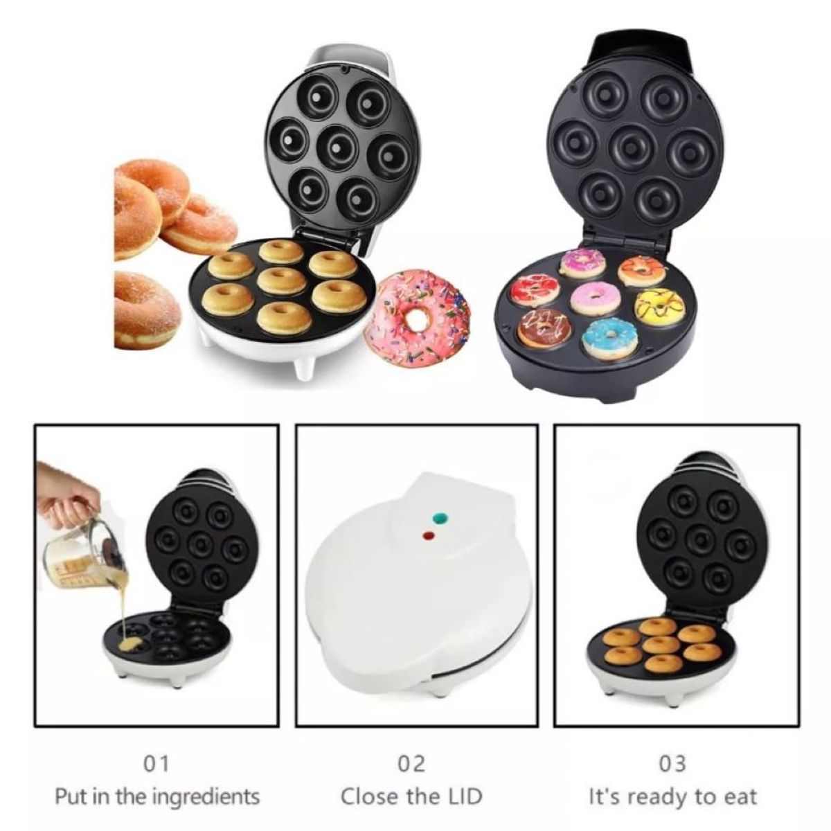 ZHOPI CO - Maquina Mini 7 Donas Rosquillas Postres Antiadherente