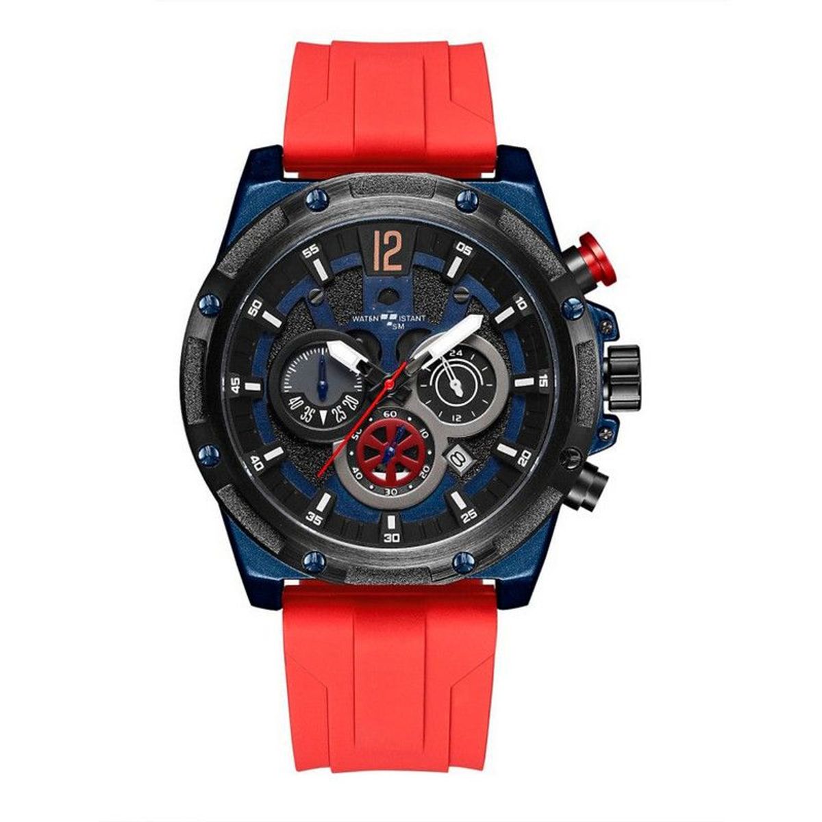 GFORCE - Reloj G-force Original H3907g Crono Goma Calendario Rojo + Estuche