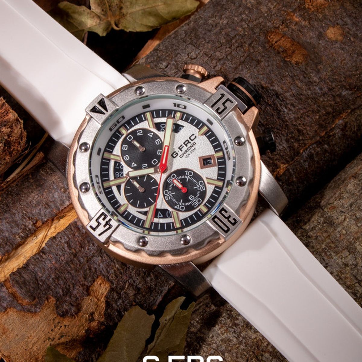 GFORCE - Reloj G-force Original H3957g Crono Calendario Blanco + Estuche