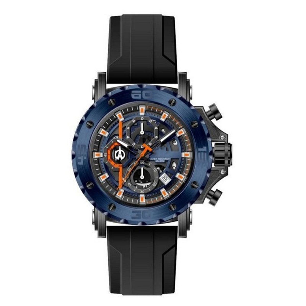 GFORCE - Reloj G-force Original H3959g Crono Calendario Negro Azul + Estuche