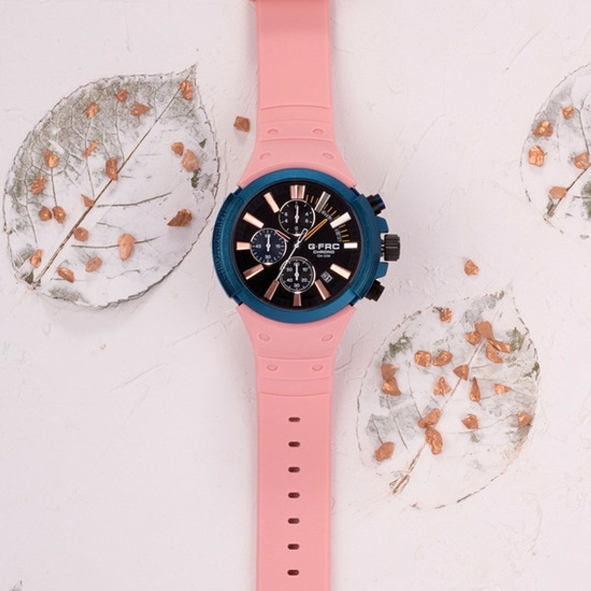 GFORCE - Reloj G-force Original H3993g Crono Calendario Rosa + Estuche