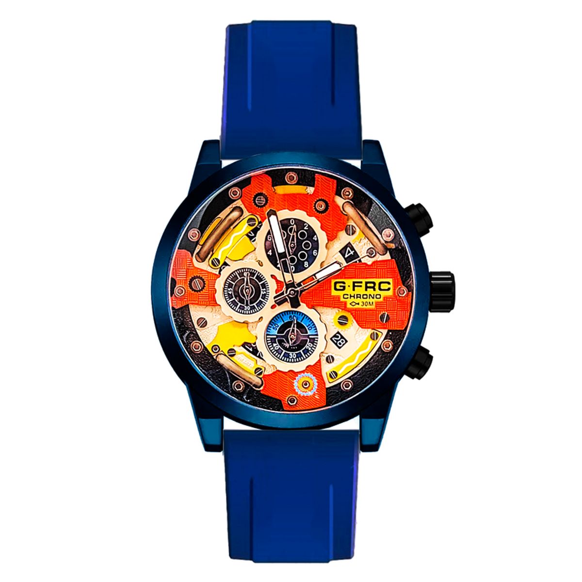 GFORCE - Reloj G-force Original H3788g Crono Calendario Azul + Estuche