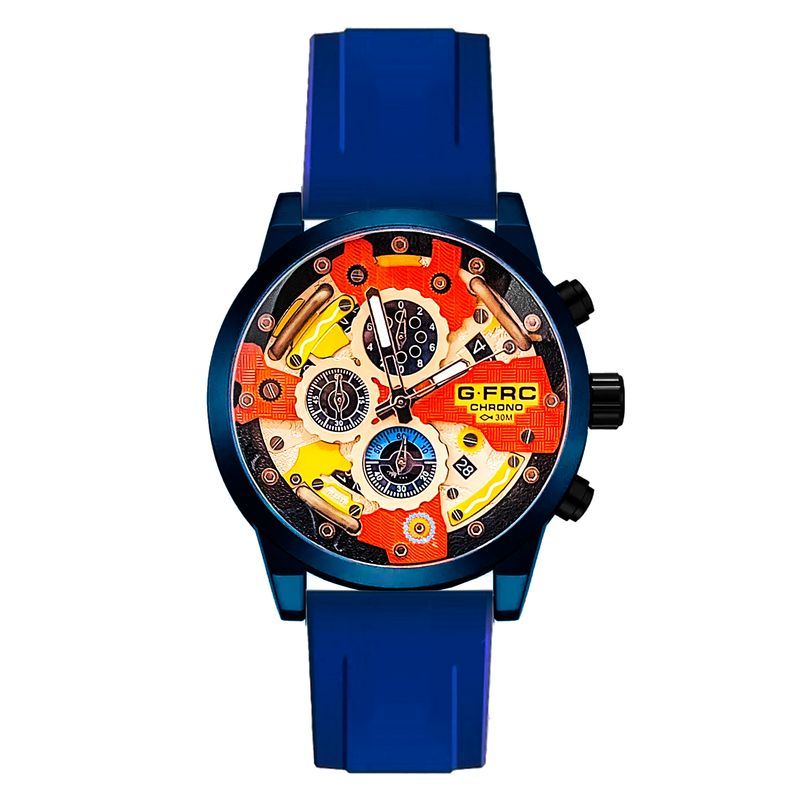 GFORCE - Reloj G-force Original H3788g Crono Calendario Azul + Estuche.