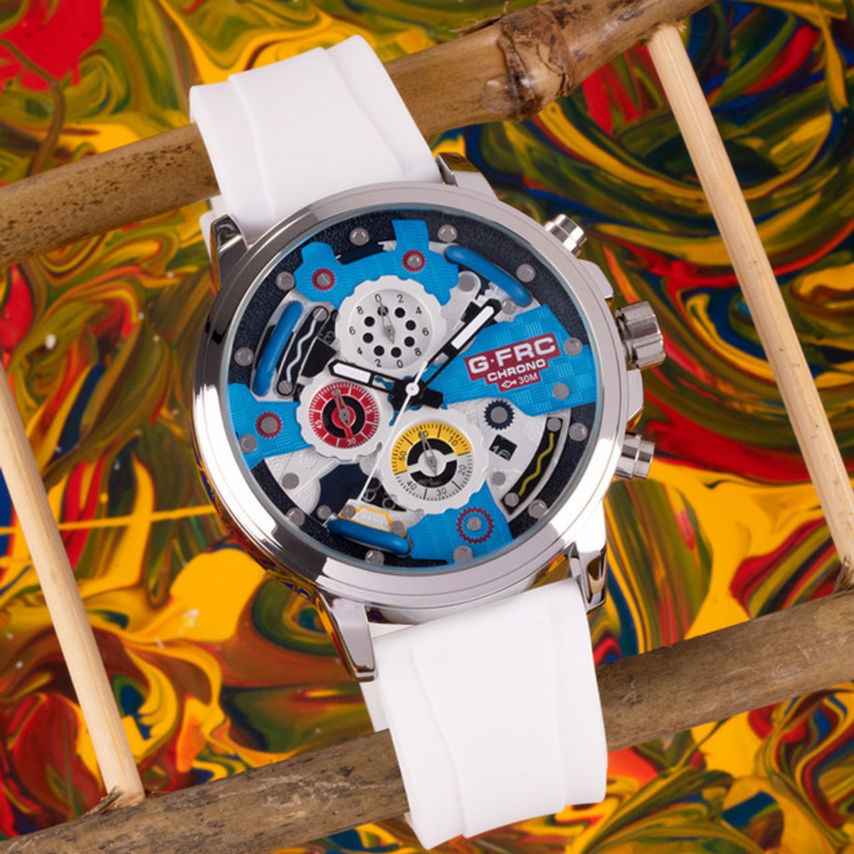 GFORCE - Reloj G-force Original H3788g Crono Calendario Blanco + Estuche