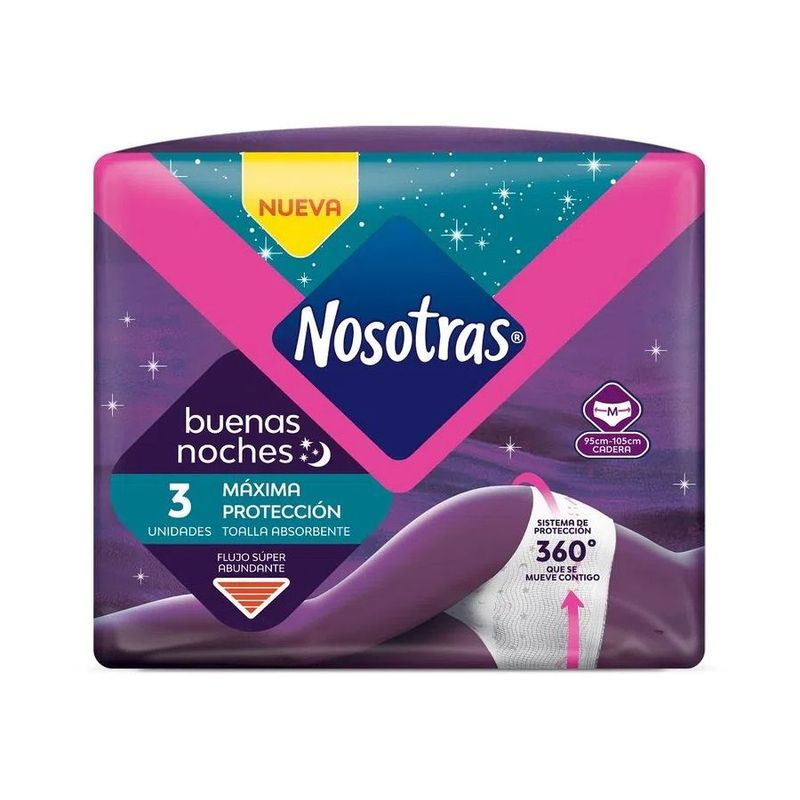 NOSOTRAS - Toallas Nosotras Maxima Proteccion Buenas Noches 3 Unidades