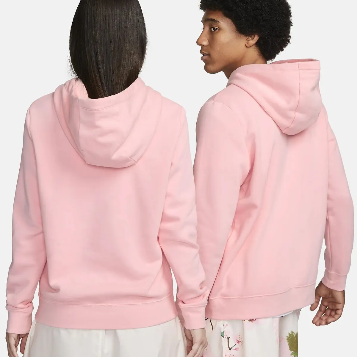 NIKE - BUZO CAPOTA NIKE MUJER CLUB FLEECE ROSADO BLANCO.