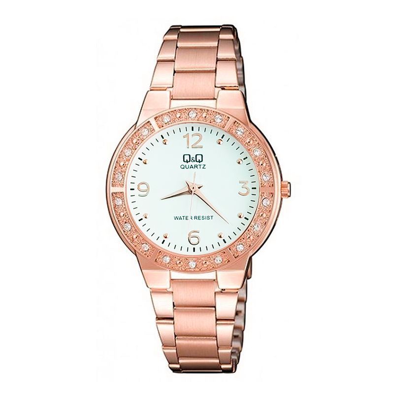 Q&Q - Reloj Q&q Qyq Acero Inoxidable Dama Diamond Oro Rosa + estuche_.