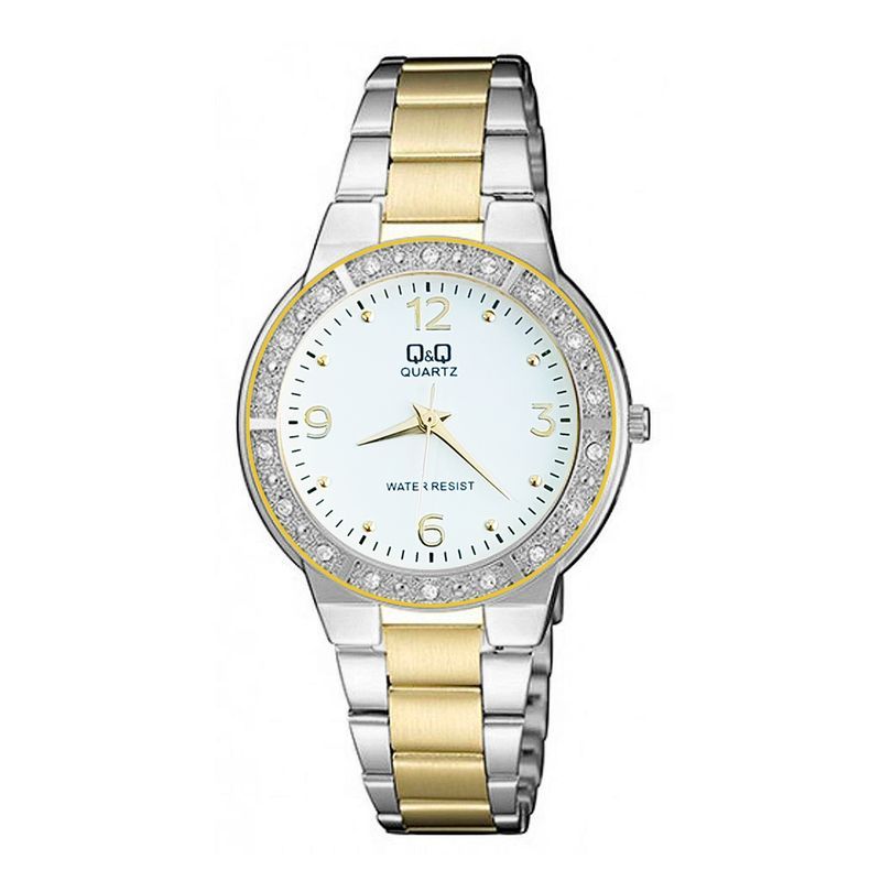 Q&Q - Reloj Q&q Qyq Acero Inoxidable Dama Diamond Bicolor + estuche_.