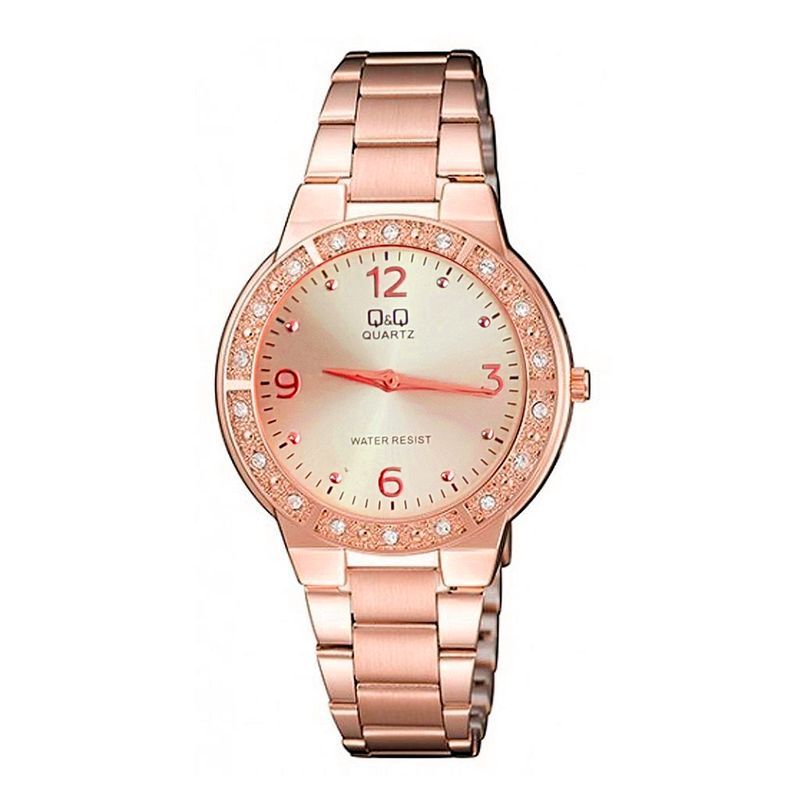 Q&Q - Reloj Q&q Qyq Acero Inoxidable Dama Diamond Oro Rosa N + estuche_.