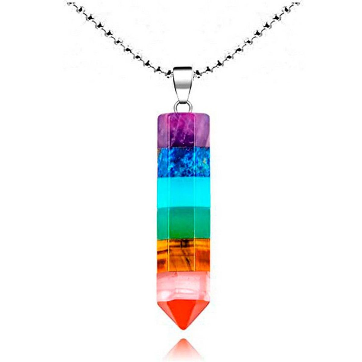 DAYOSHOP - Collar Cuarzo 7 Chakras + Estuche Cadena Acero M_.