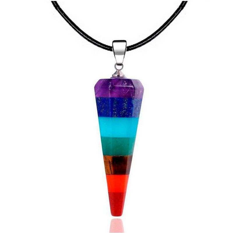 DAYOSHOP - Collar Cuarzo 7 Chakras Energetico Triangulo + Estuche_.