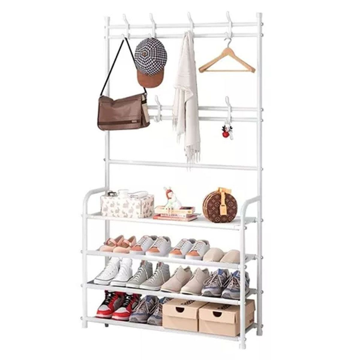 ONE PIXEL - Organizador Multifuncional Rack Zapatero Perchero 4 En 1