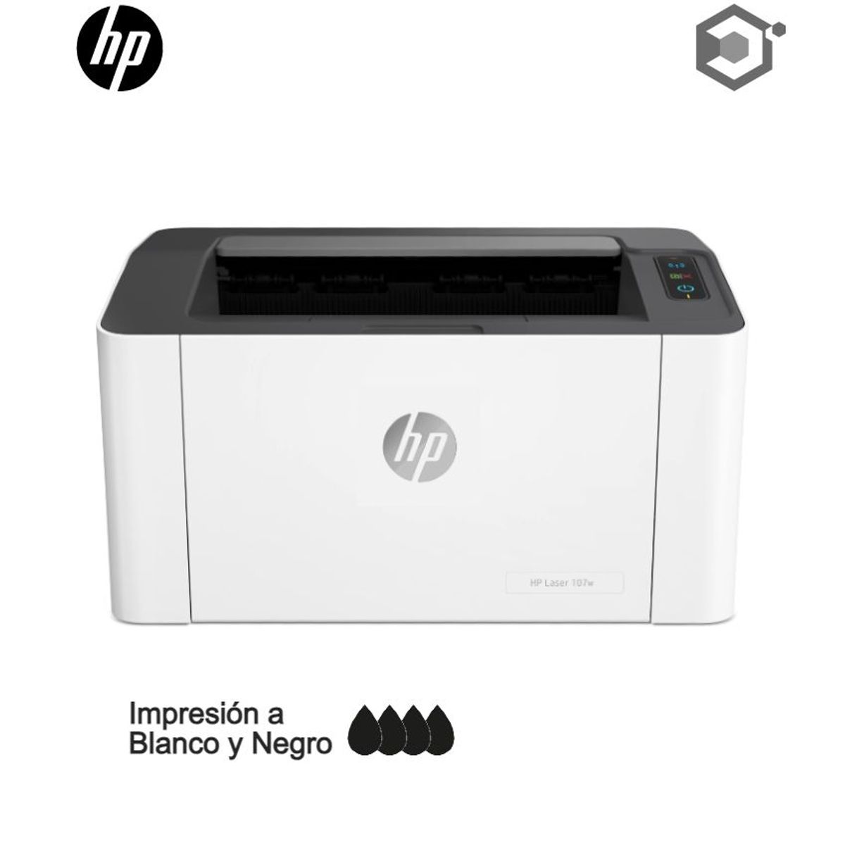 HP - Impresora Láser HP 107w USB-WiFi Monocromática -solo impresión