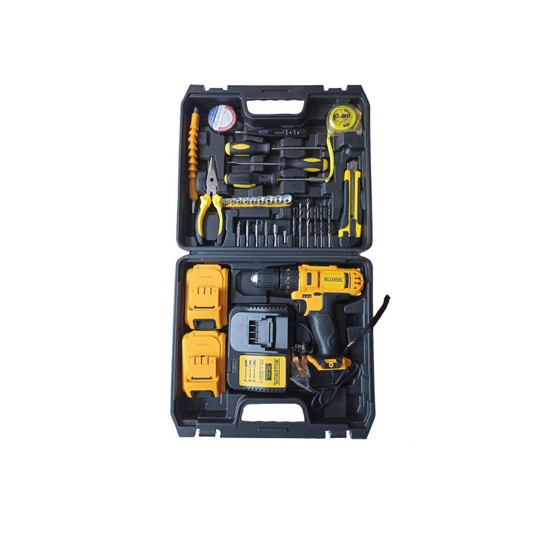 GENERICO - Taladro Atornillador 3/8 Percutor Inalambrico 24 V + Full Accesorios