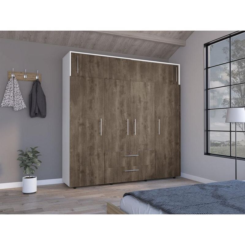 RTA DESIGN - Closet Babel Nogal y Blancocon Puertas Abatibles y Cajones Multiusos