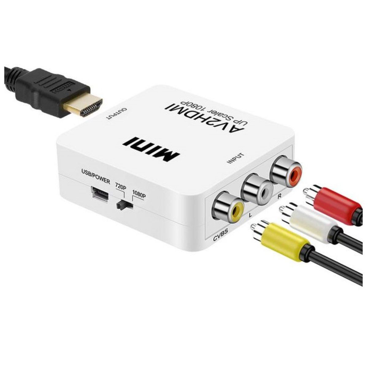 GENERICO - Convertidor Adaptador Rca A Hdmi Av2hdmi Full Hd 1080p