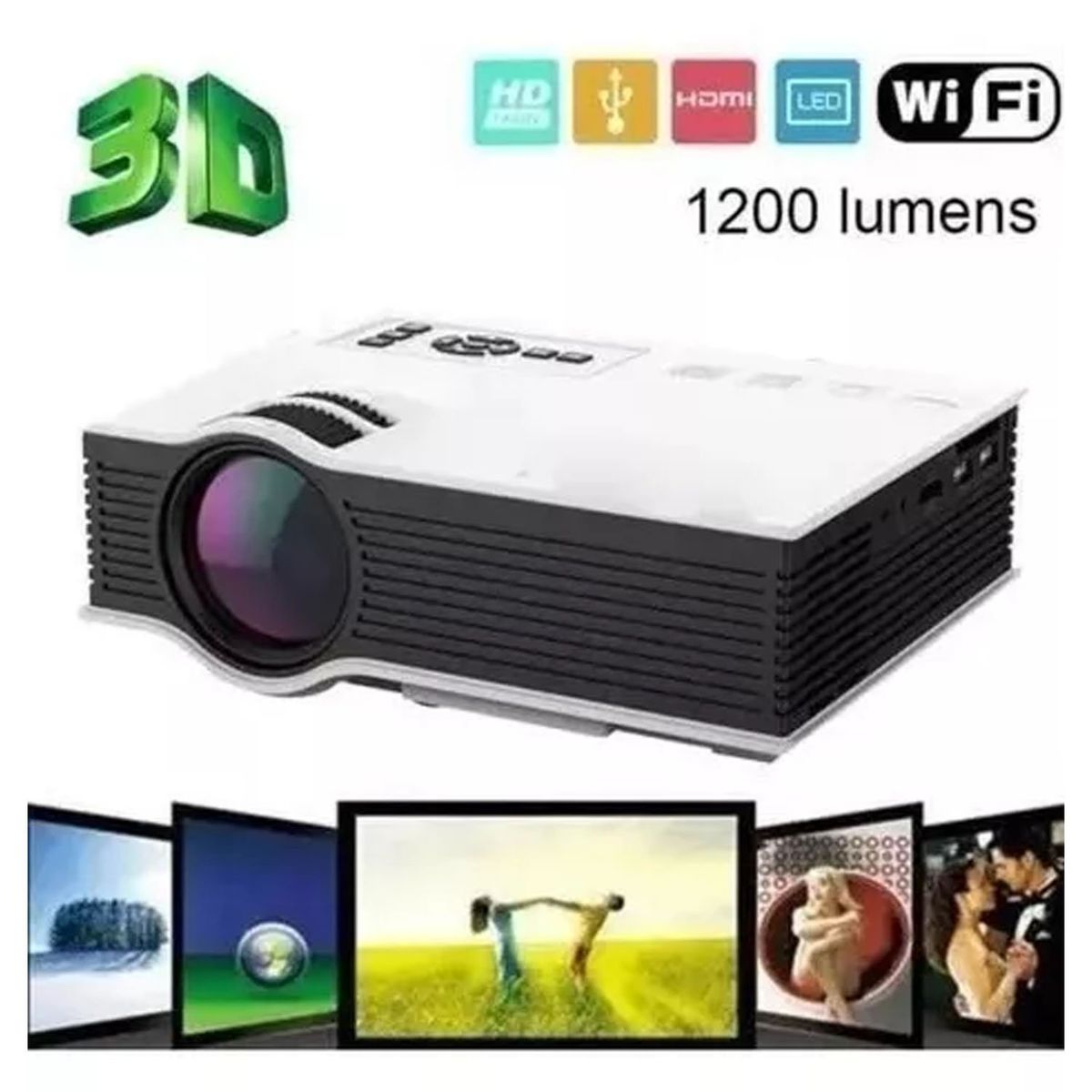 ONE PIXEL - Mini Proyector Uc68 Portatil 1800 Lumens 80 Ans 1080 Full Hd