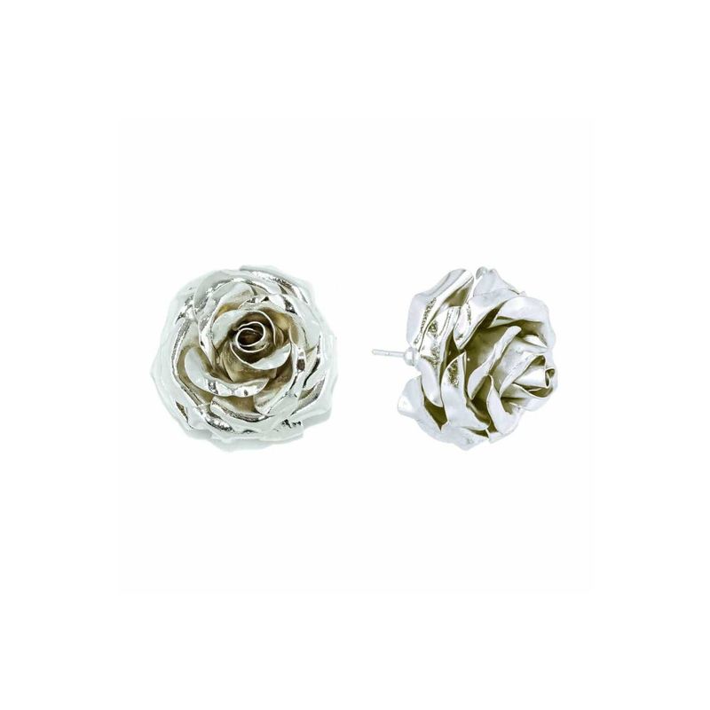 MARIA RESTREPO ENIGMA - Aretes enigma topo rosa mediana plata
