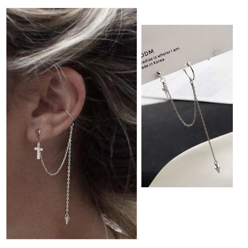 ACCESORIOS DE EVA - Arete Ear Cuff Simulador Set Cruz_.