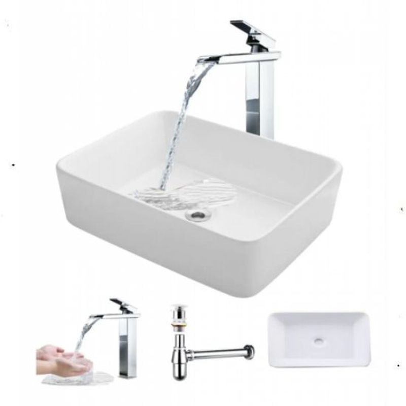 GENERICO - Kit Completo Lavamanos Pool -Desagüe Sifón-Griferia Cascada