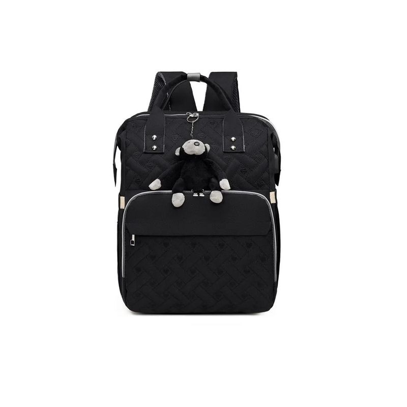 KIDSHOP - Pañalera Multifuncional Bolso Morral Bebe Bordado 3081 Negro