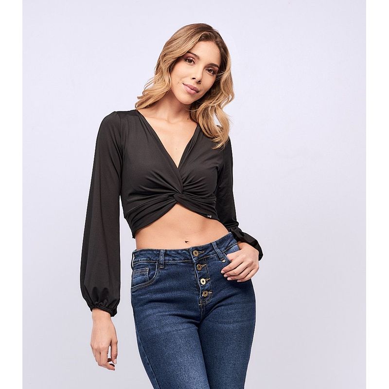 DEREK - Blusa Corta Para Mujer Manga Larga Derek