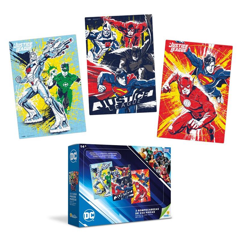 RONDA - Rompecabezas 3 X 250 Pzas DC Comics Liga De La Justicia