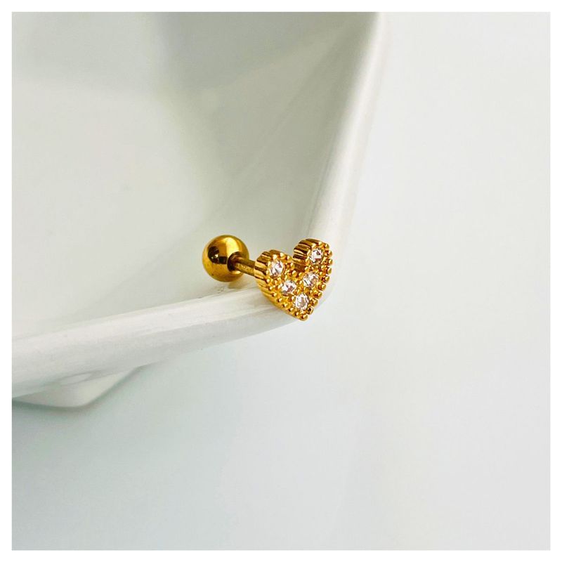GENERICO - Piercing Acero Inoxidable Corazón Dorado_.