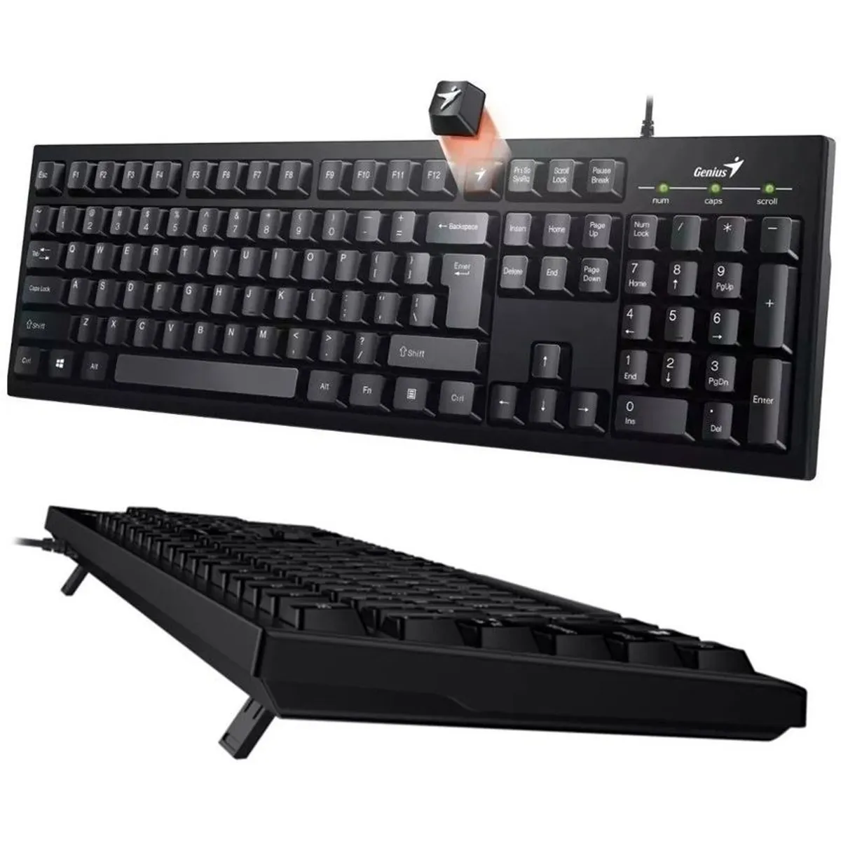 GENIUS - Teclado Mecanico Alambrico USB Genius KB100 Ergonomico Para Laptop, Pc Negro